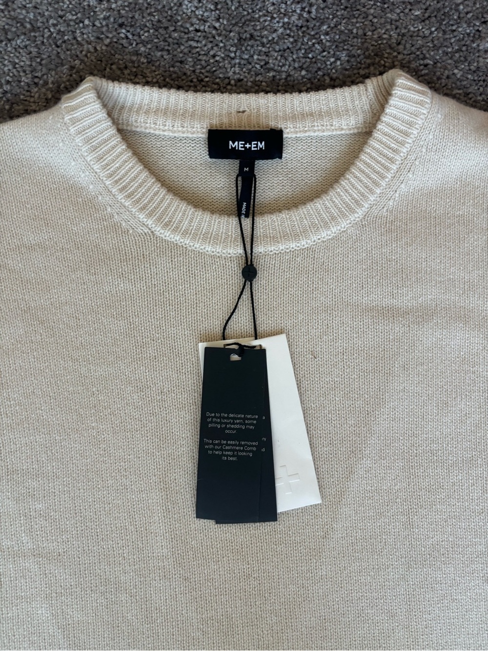 NWT ME+EM Cashmere Sweater with curved hem Size M see desc - Picture 3 of 6